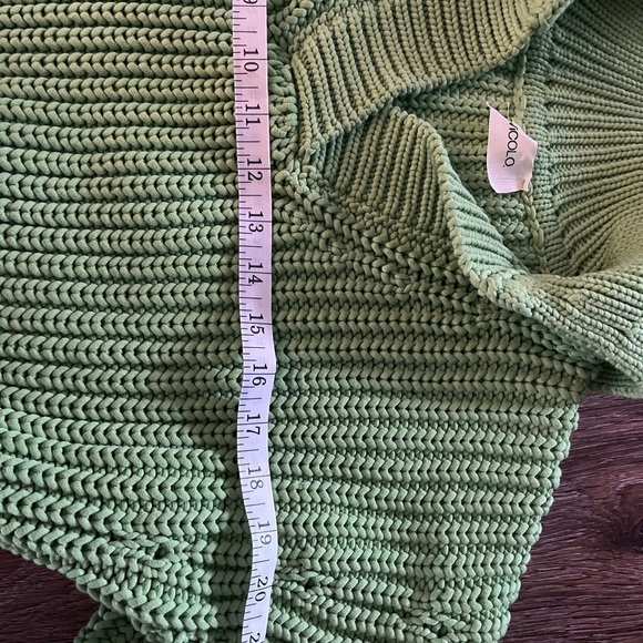 VICOLO green crop sweater made in italy puff sleeve chuncky - Picture 5 of 6